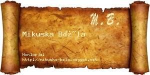 Mikuska Béla névjegykártya